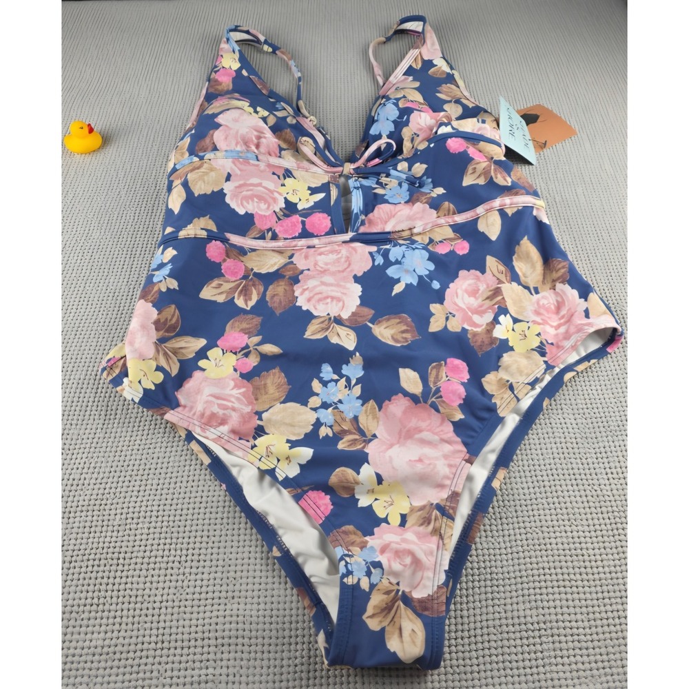 One Piece Women's Bathing Suit Floral Size M(8-10) High Leg Cheeky NWT (429)